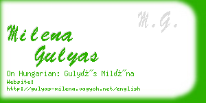 milena gulyas business card